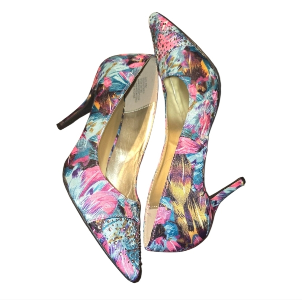 Elegant Floral Print Women's Heels - Picture 5 of 7